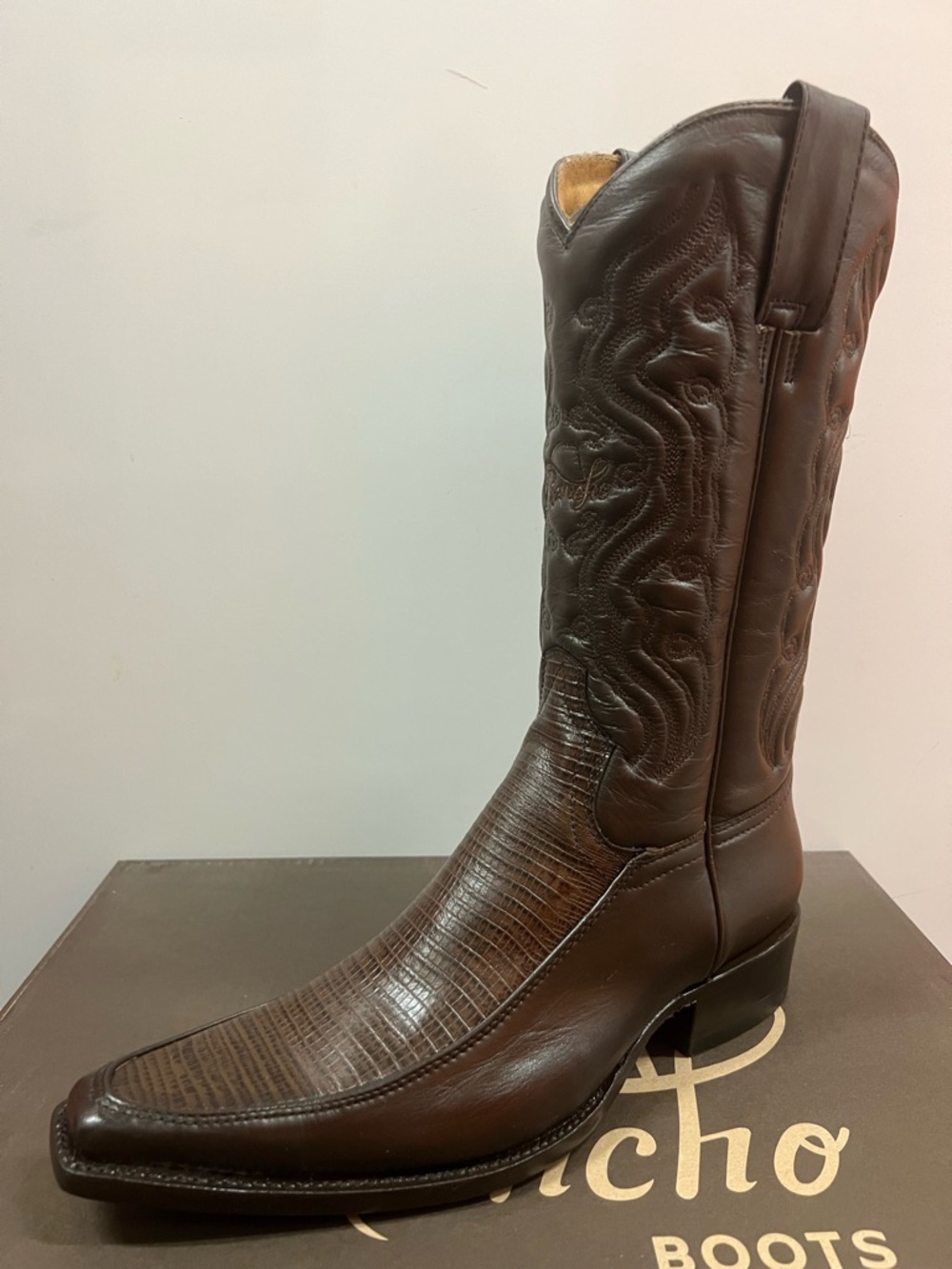 NEW Rancho Boots- Men’s Western Cowboy Boots Brown Lizard Print Leather